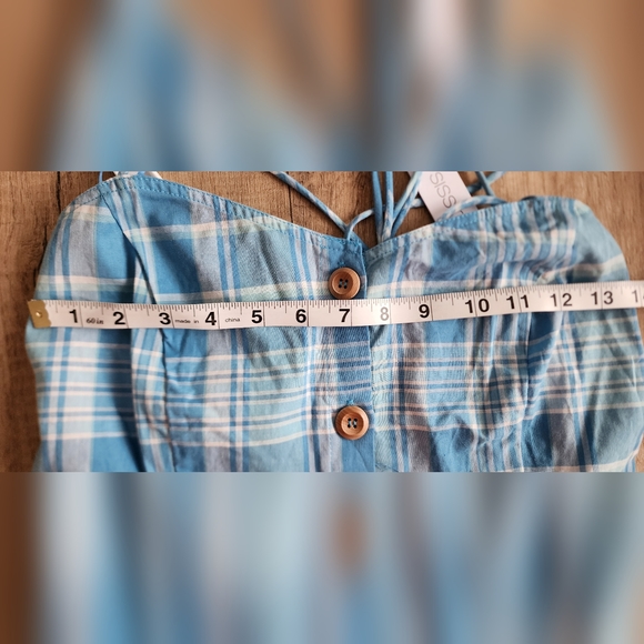NWT‎ Sisstrevolution Blue Plaid Low Square Back Midi Dress Jr's Large - Picture 8 of 9